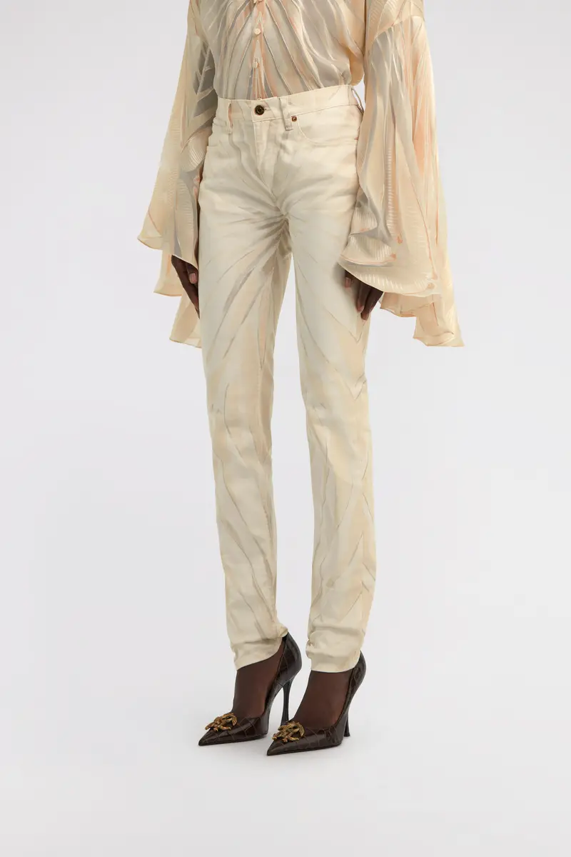 Roberto Cavalli Ray Of Gold Print Skinny Cotton Trousers | Thumbnail 4