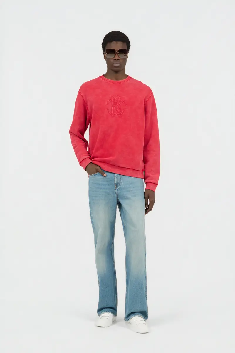 Roberto Cavalli Red Stone-Washed Sweatshirt with Monogram RC | Thumbnail 6 Roberto Cavalli Red Stone-Washed Sweatshirt with Monogram RC | Thumbnail 6