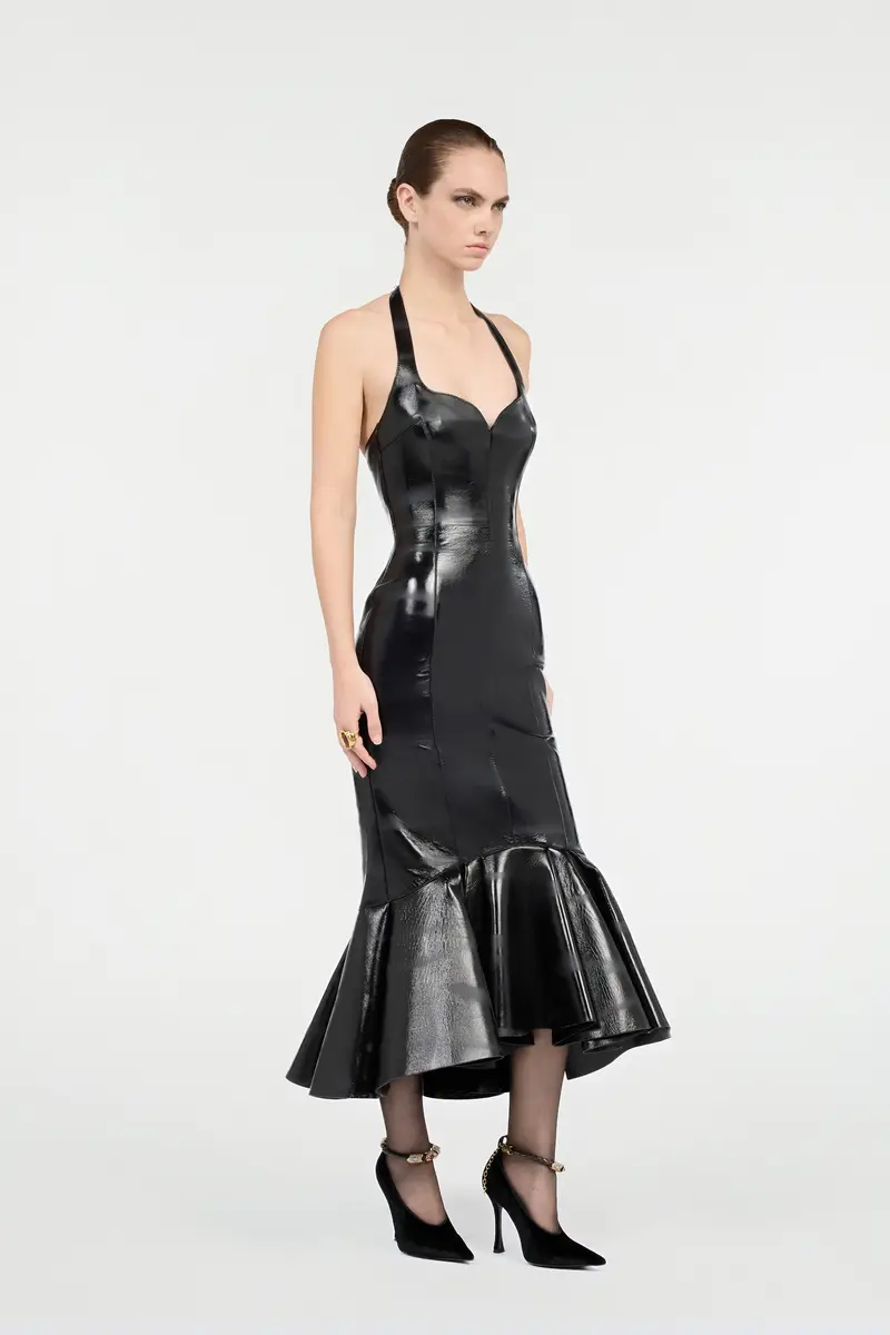 Roberto Cavalli Black Genuine Leather Midi Dress | Thumbnail 2 Roberto Cavalli Black Genuine Leather Midi Dress | Thumbnail 2