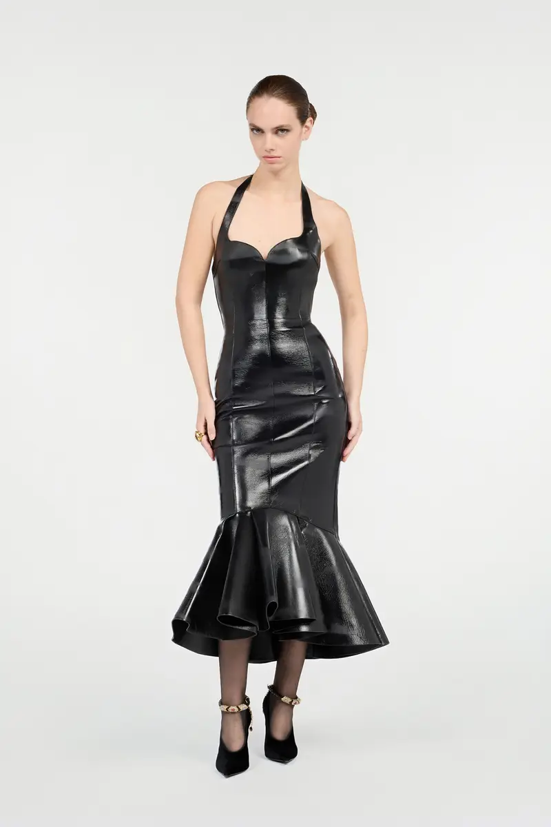 Roberto Cavalli Black Genuine Leather Midi Dress | Thumbnail 6 Roberto Cavalli Black Genuine Leather Midi Dress | Thumbnail 6