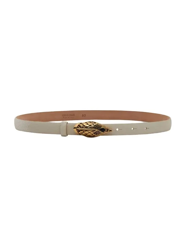 White Belt with Scale Motif and Snake Head Buckle White Belt with Scale Motif and Snake Head Buckle