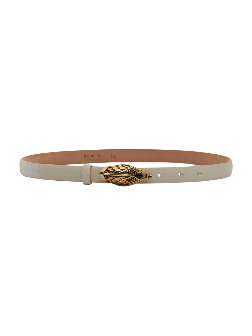 White Belt with Scale Motif and Snake Head Buckle White Belt with Scale Motif and Snake Head Buckle