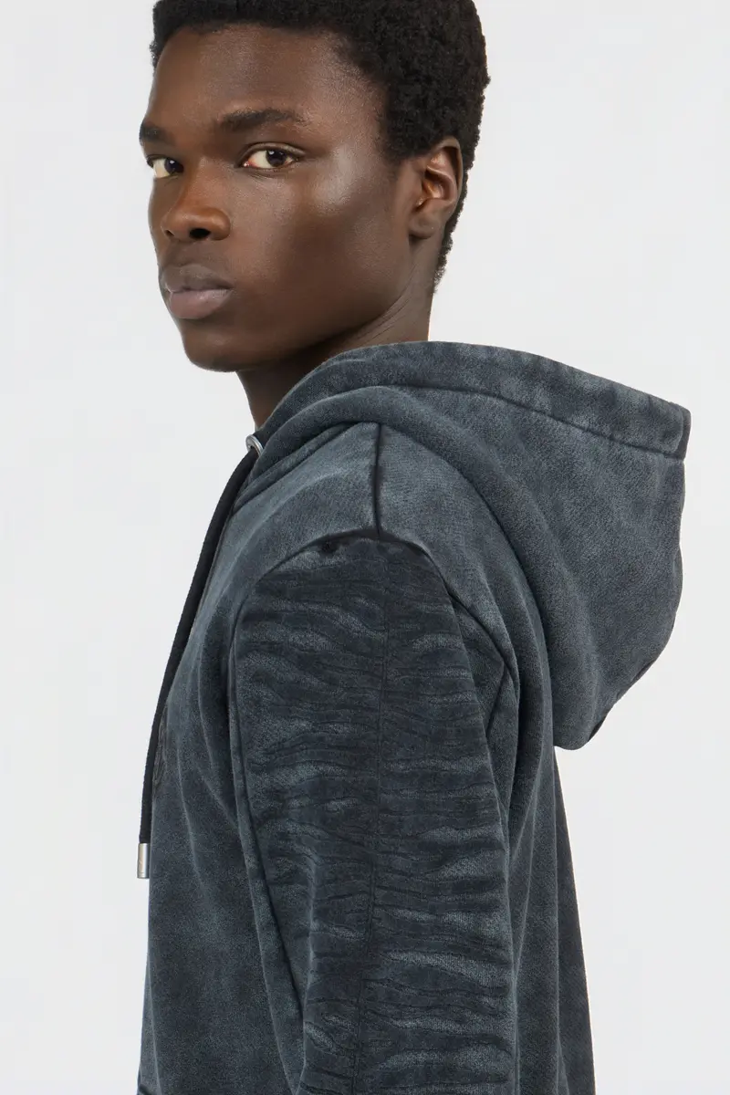 Roberto Cavalli Black Washed Hoodie With Monogram RC | Thumbnail 5 Roberto Cavalli Black Washed Hoodie With Monogram RC | Thumbnail 5