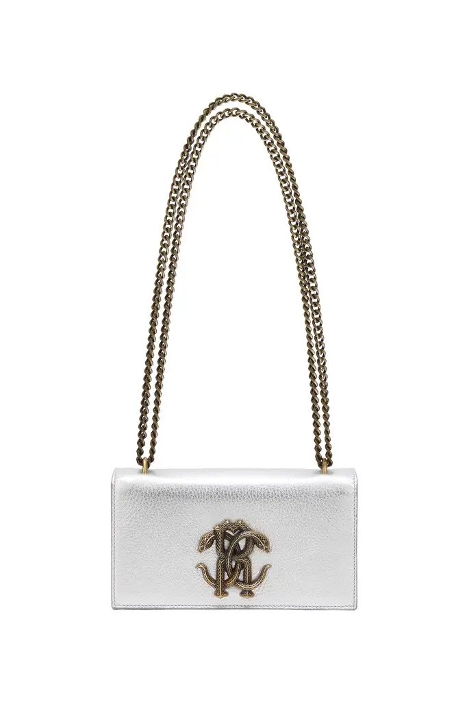 Roberto Cavalli Bag with Mirror Snake Monogram