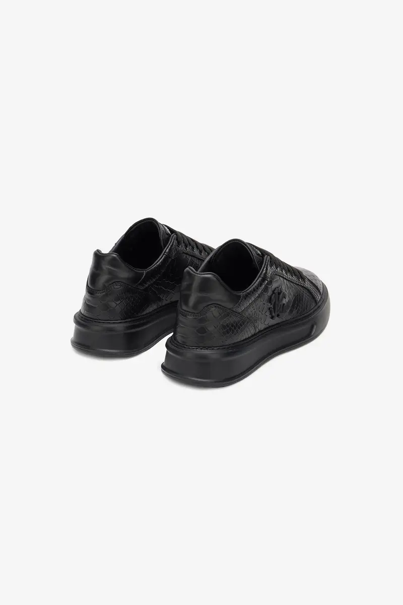 Roberto Cavalli Black Snake-Embossed Sneaker With Monogram RC | Thumbnail 3 Roberto Cavalli Black Snake-Embossed Sneaker With Monogram RC | Thumbnail 3