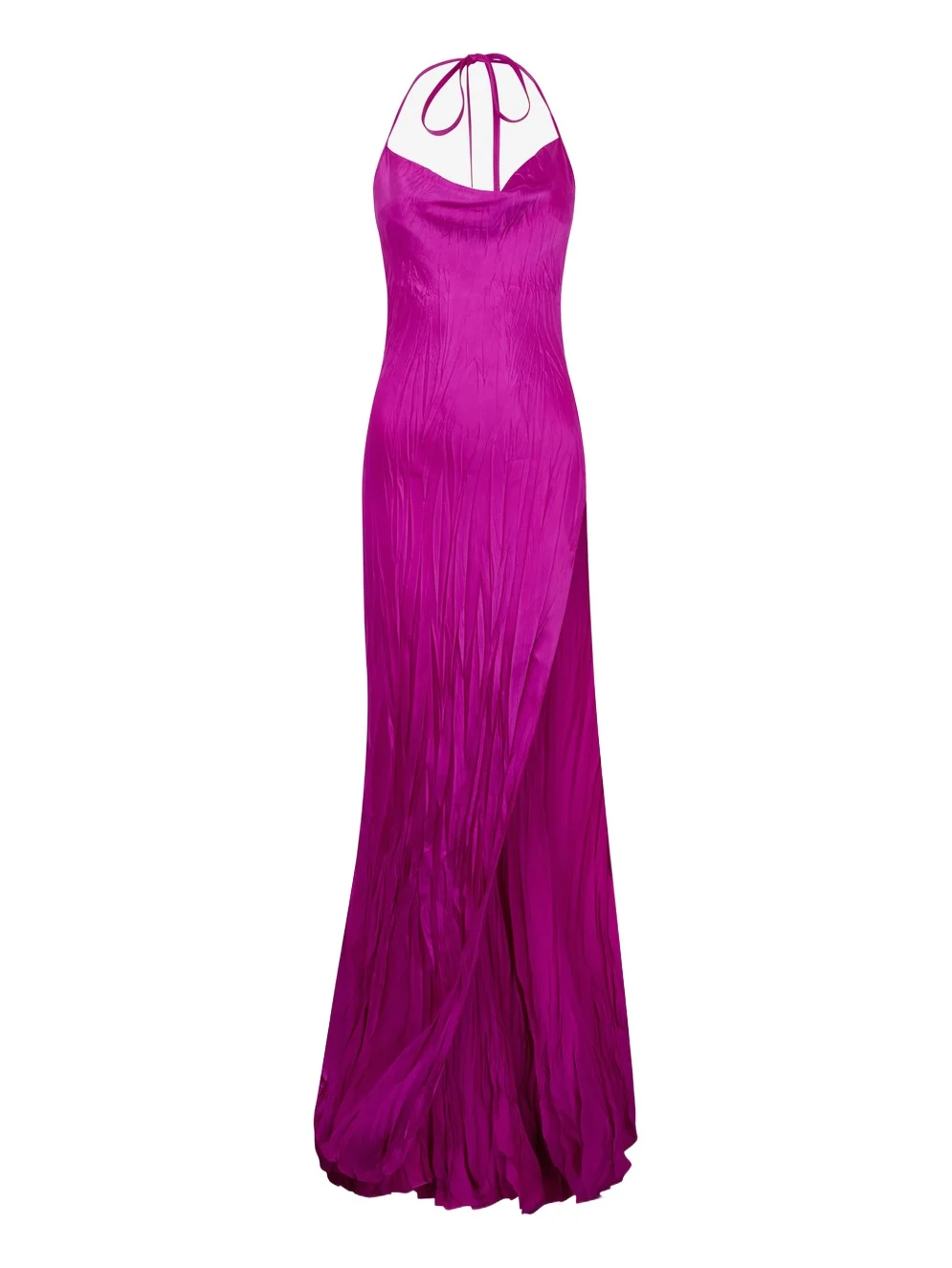 Crinkled Silk Long Dress