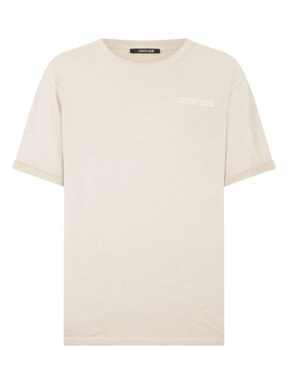 Roberto Cavalli Beige T-Shirt with Back Snake Print