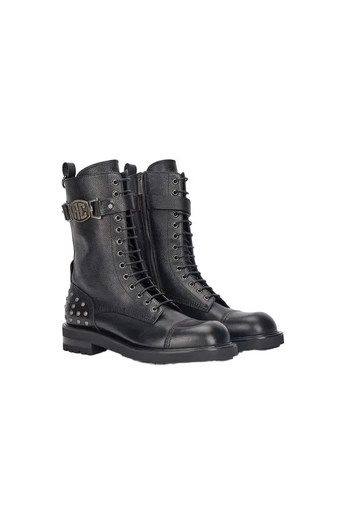 Roberto Cavalli Combat Boots With RC Monogram Detail