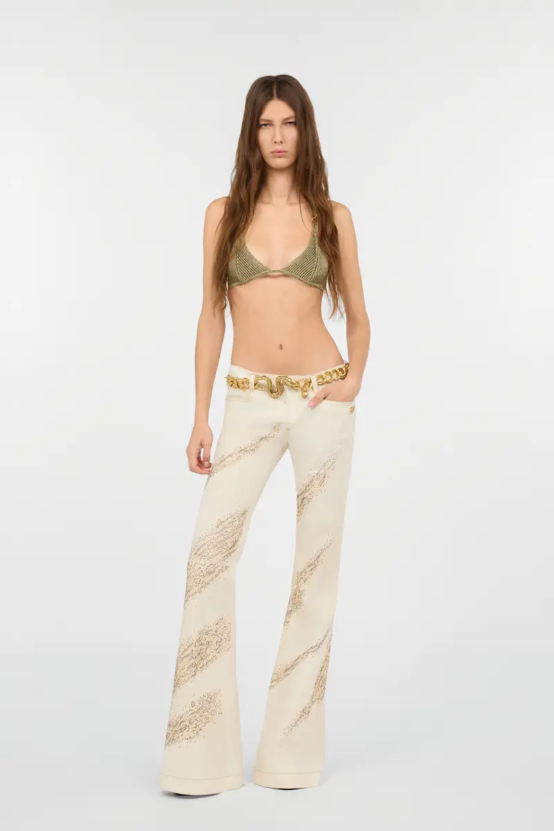 Roberto Cavalli Ribbed Black and Gold Bralette with Serpents | Thumbnail 7
