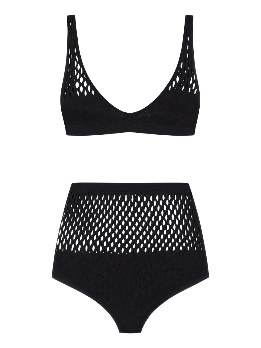 Roberto Cavalli Black Mesh High Waist Bikini