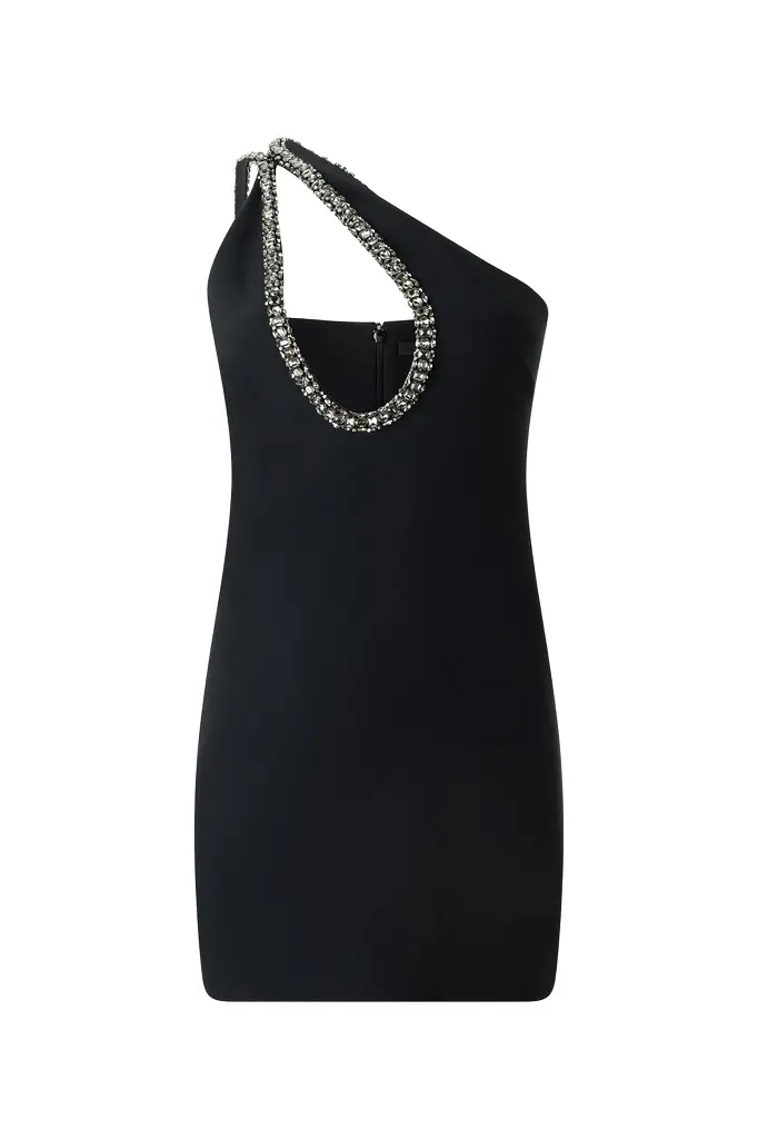 Roberto Cavalli Mini Dress With Bejeweled Neckline | Image 1 Roberto Cavalli Mini Dress With Bejeweled Neckline | Image 1