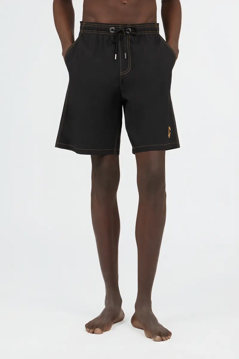 Roberto Cavalli Black Swimsuit Boxer Shorts With Contrast Stitching | Thumbnail 2 Roberto Cavalli Black Swimsuit Boxer Shorts With Contrast Stitching | Thumbnail 2