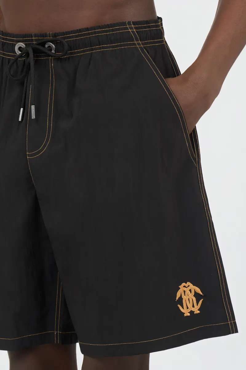 Roberto Cavalli Black Swimsuit Boxer Shorts With Contrast Stitching | Thumbnail 4 Roberto Cavalli Black Swimsuit Boxer Shorts With Contrast Stitching | Thumbnail 4