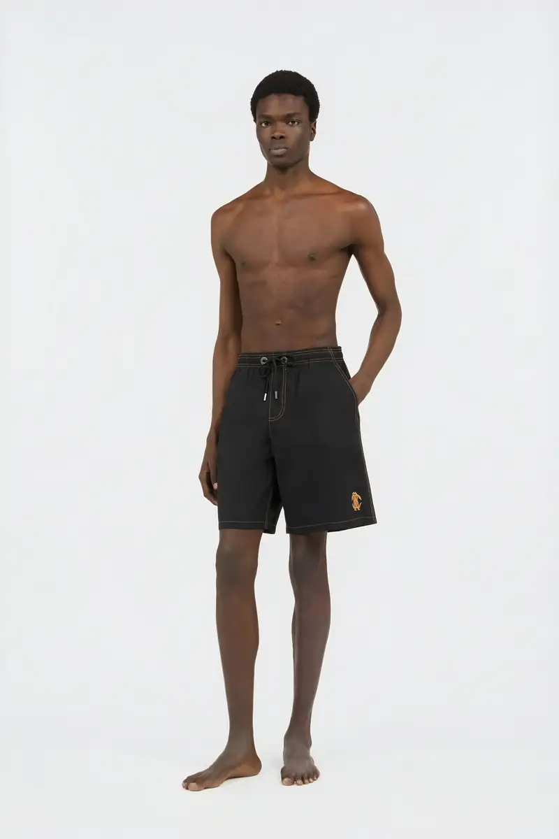 Roberto Cavalli Black Swimsuit Boxer Shorts With Contrast Stitching | Thumbnail 6 Roberto Cavalli Black Swimsuit Boxer Shorts With Contrast Stitching | Thumbnail 6