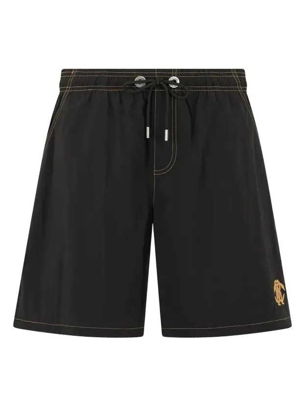 Roberto Cavalli Black Swimsuit Boxer Shorts With Contrast Stitching