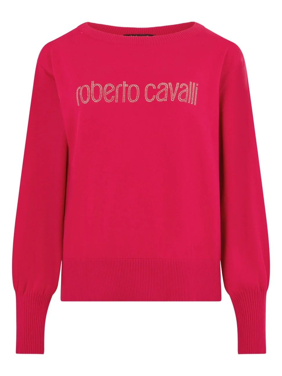 Roberto Cavalli Fuchsia Sweater With Crystal Logo