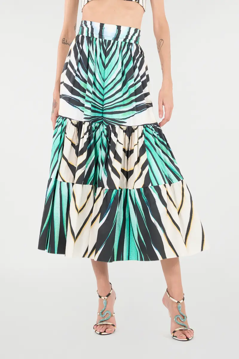 Roberto Cavalli Ray Of Sea Print Cotton Midi Skirt | Thumbnail 2 Roberto Cavalli Ray Of Sea Print Cotton Midi Skirt | Thumbnail 2