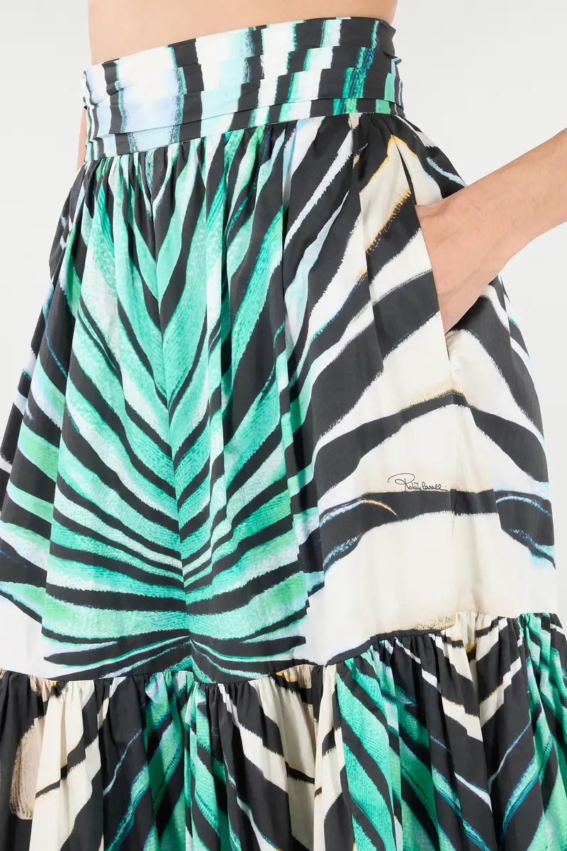 Roberto Cavalli Ray Of Sea Print Cotton Midi Skirt | Thumbnail 6 Roberto Cavalli Ray Of Sea Print Cotton Midi Skirt | Thumbnail 6