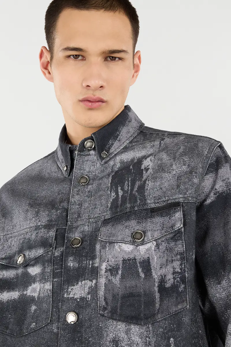 Roberto Cavalli Denim Overshirt With Used Effect | Thumbnail 4 Roberto Cavalli Denim Overshirt With Used Effect | Thumbnail 4