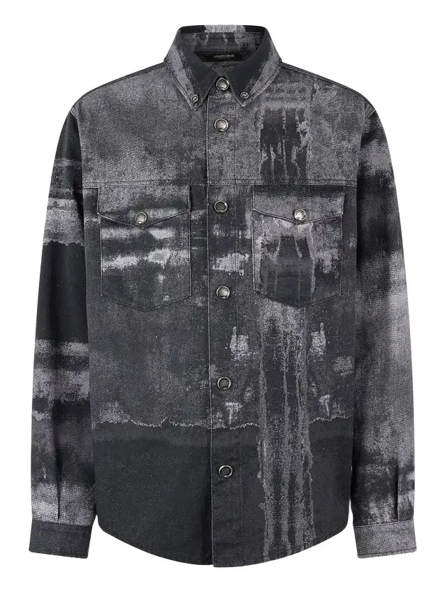 Roberto Cavalli Denim Overshirt With Used Effect