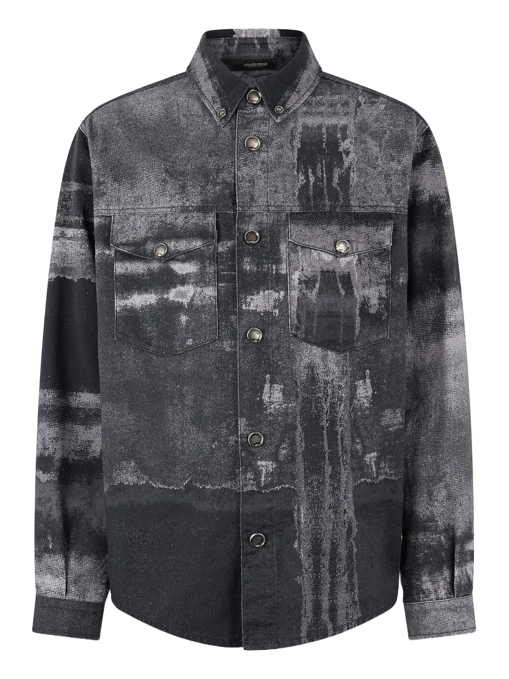 Roberto Cavalli Denim Overshirt With Used Effect