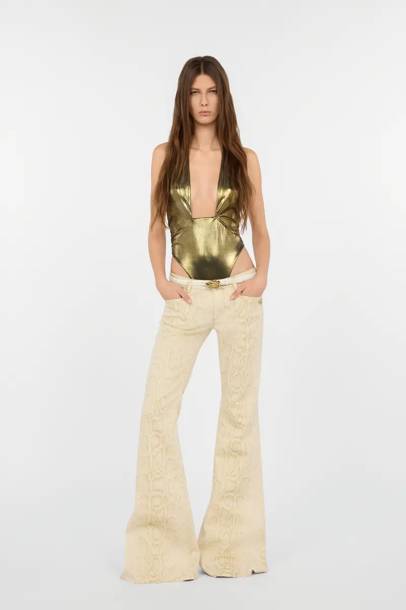 Roberto Cavalli Gold One-Piece Swimsuit with Geometric Neckline | Thumbnail 7 Roberto Cavalli Gold One-Piece Swimsuit with Geometric Neckline | Thumbnail 7