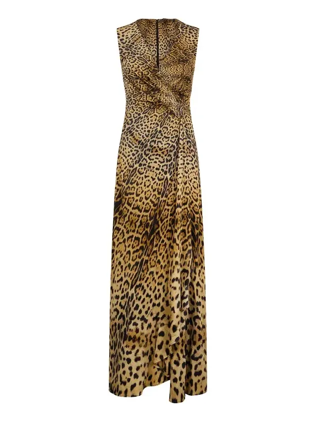 Long Dress with Jaguar Skin Print