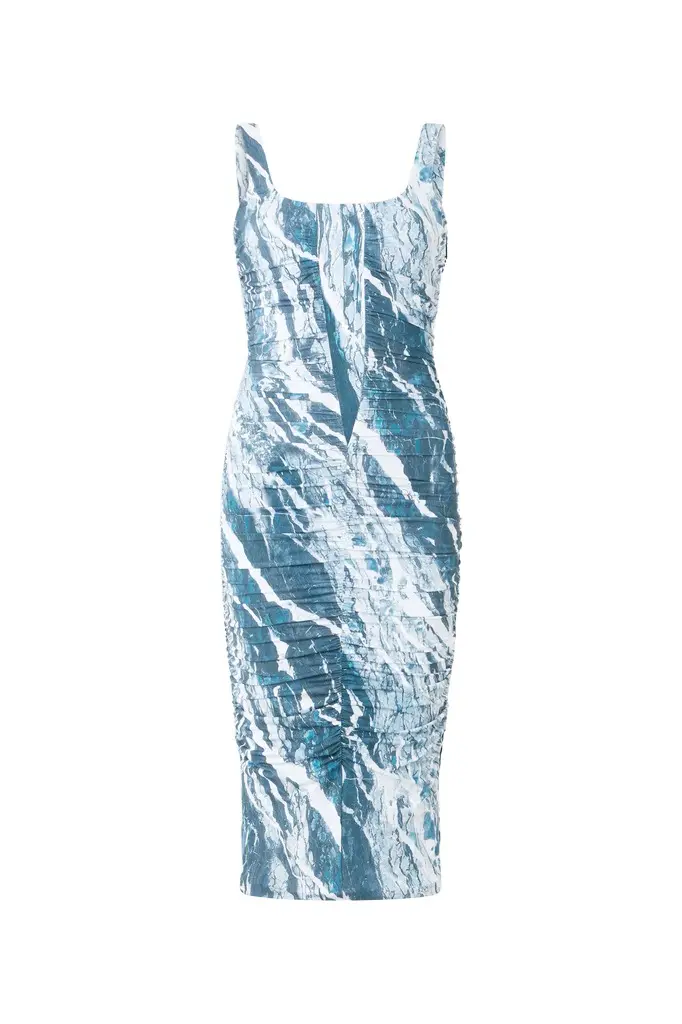 Roberto Cavalli Marble-Print Midi Dress