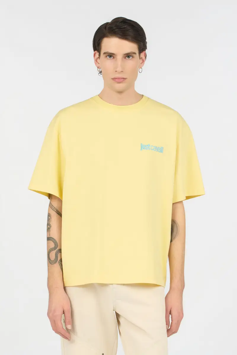 Roberto Cavalli Yellow T-Shirt With Logo | Thumbnail 2