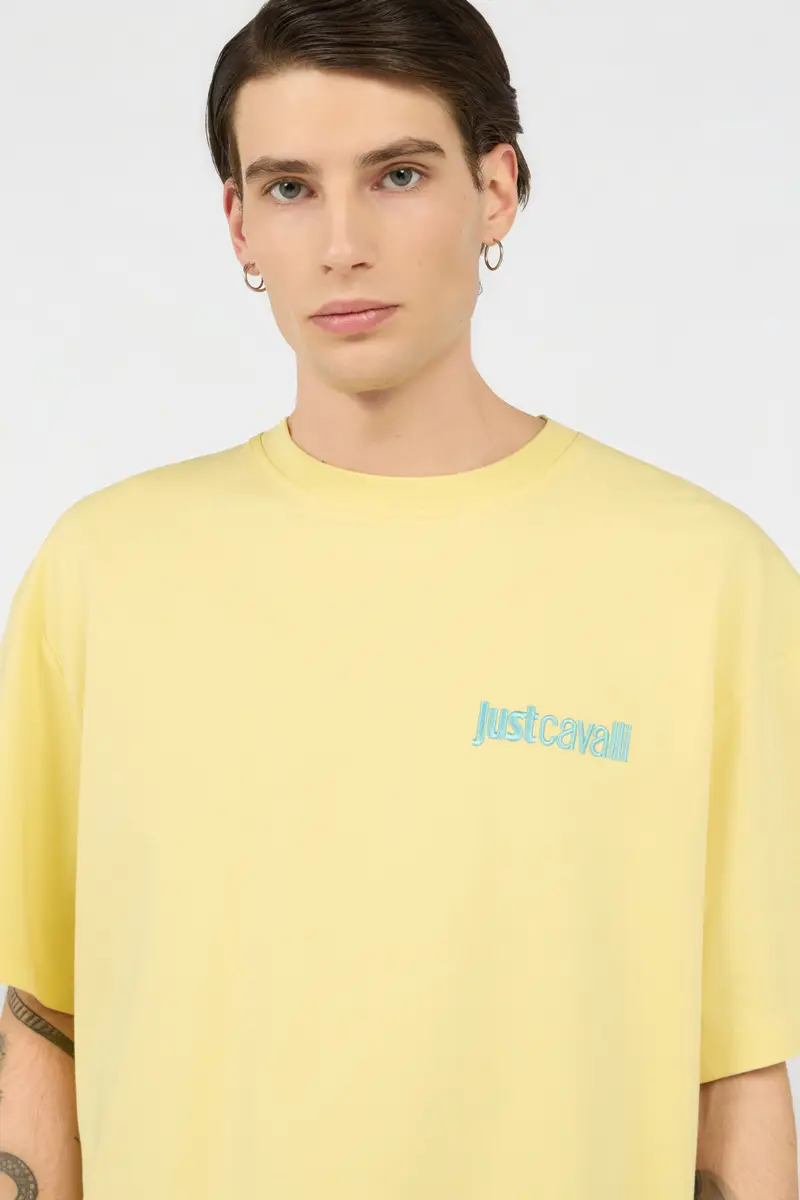 Roberto Cavalli Yellow T-Shirt With Logo | Thumbnail 4