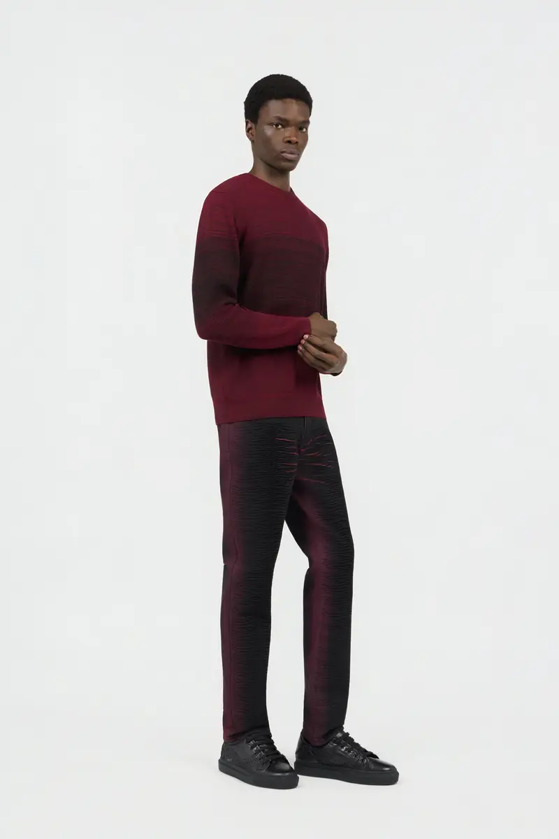 Roberto Cavalli Burgundy Dégradé Cotton Sweater | Thumbnail 6