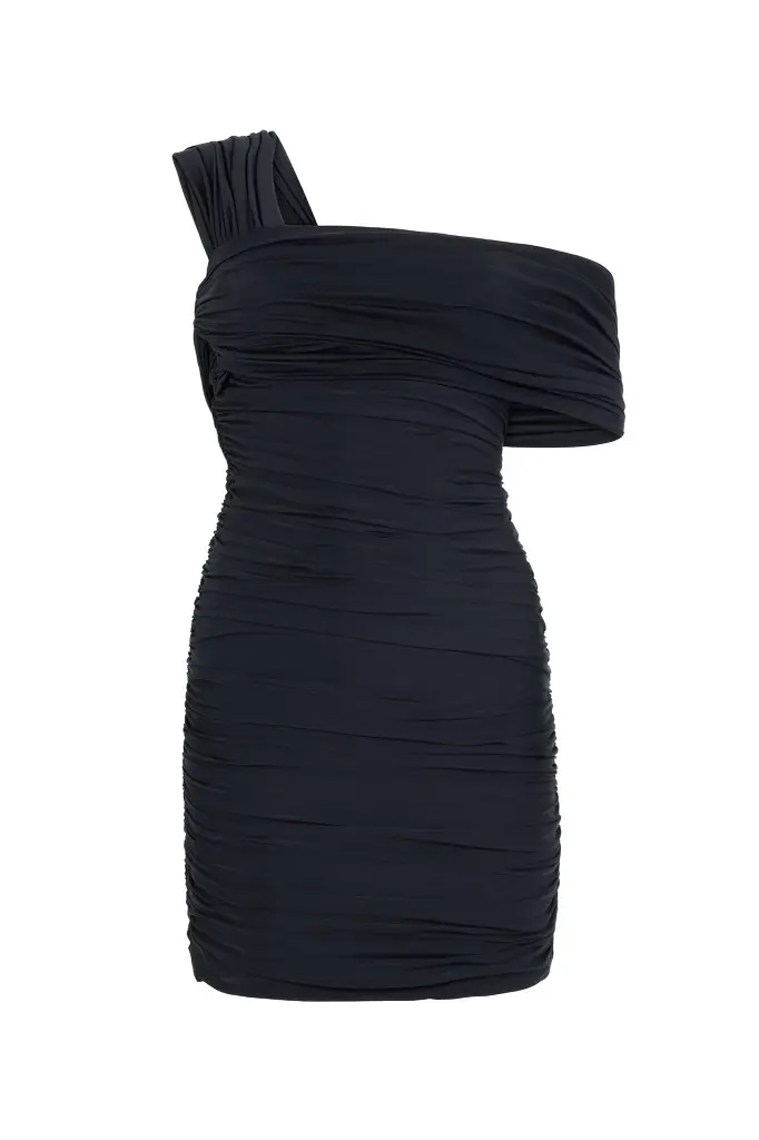 Black Mini Dress With Ruffles Black Mini Dress With Ruffles