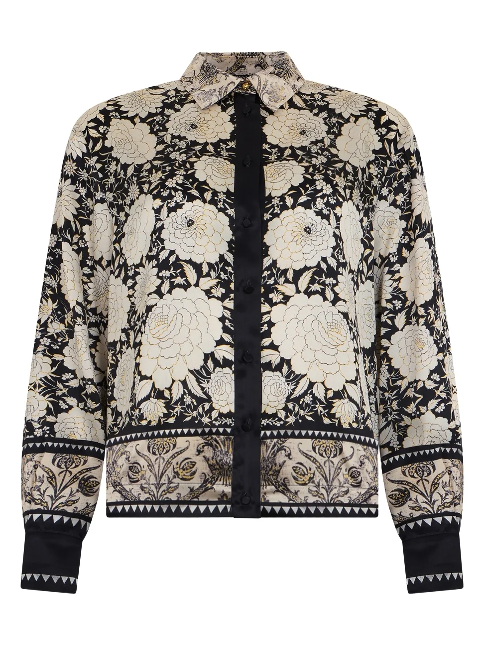 Black and Ivory Floral Print Shirt Black and Ivory Floral Print Shirt