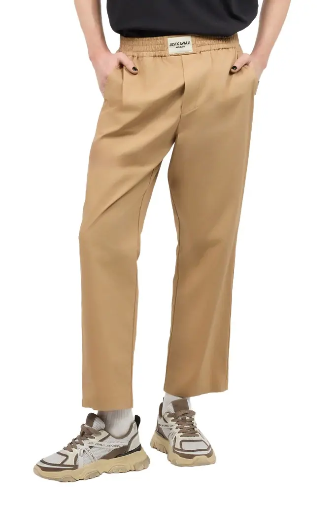Roberto Cavalli Cotton Pants With Front Logo | Image 1 Roberto Cavalli Cotton Pants With Front Logo | Image 1