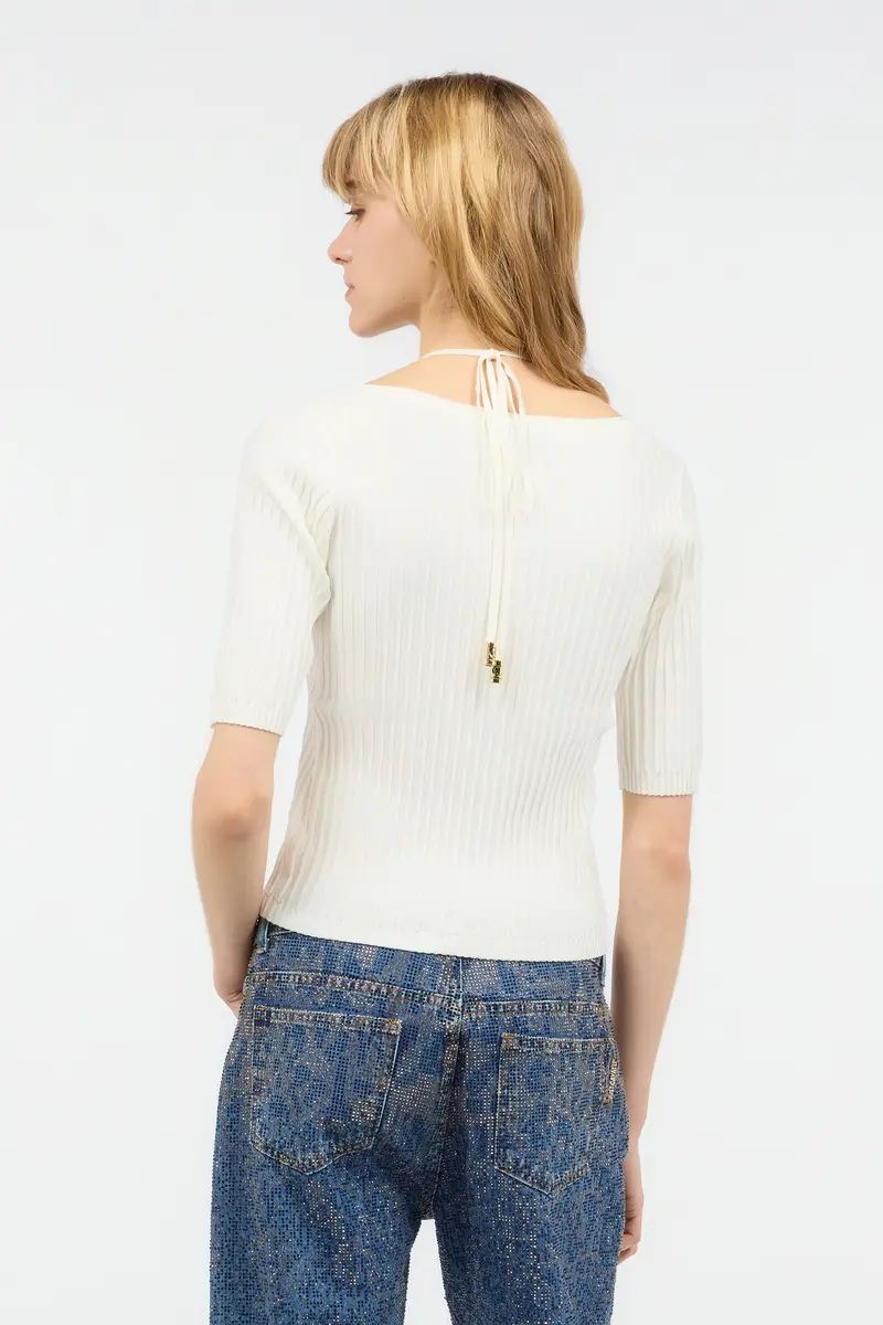 Roberto Cavalli Three-Quarter-Sleeve Crop Top | Thumbnail 3 Roberto Cavalli Three-Quarter-Sleeve Crop Top | Thumbnail 3