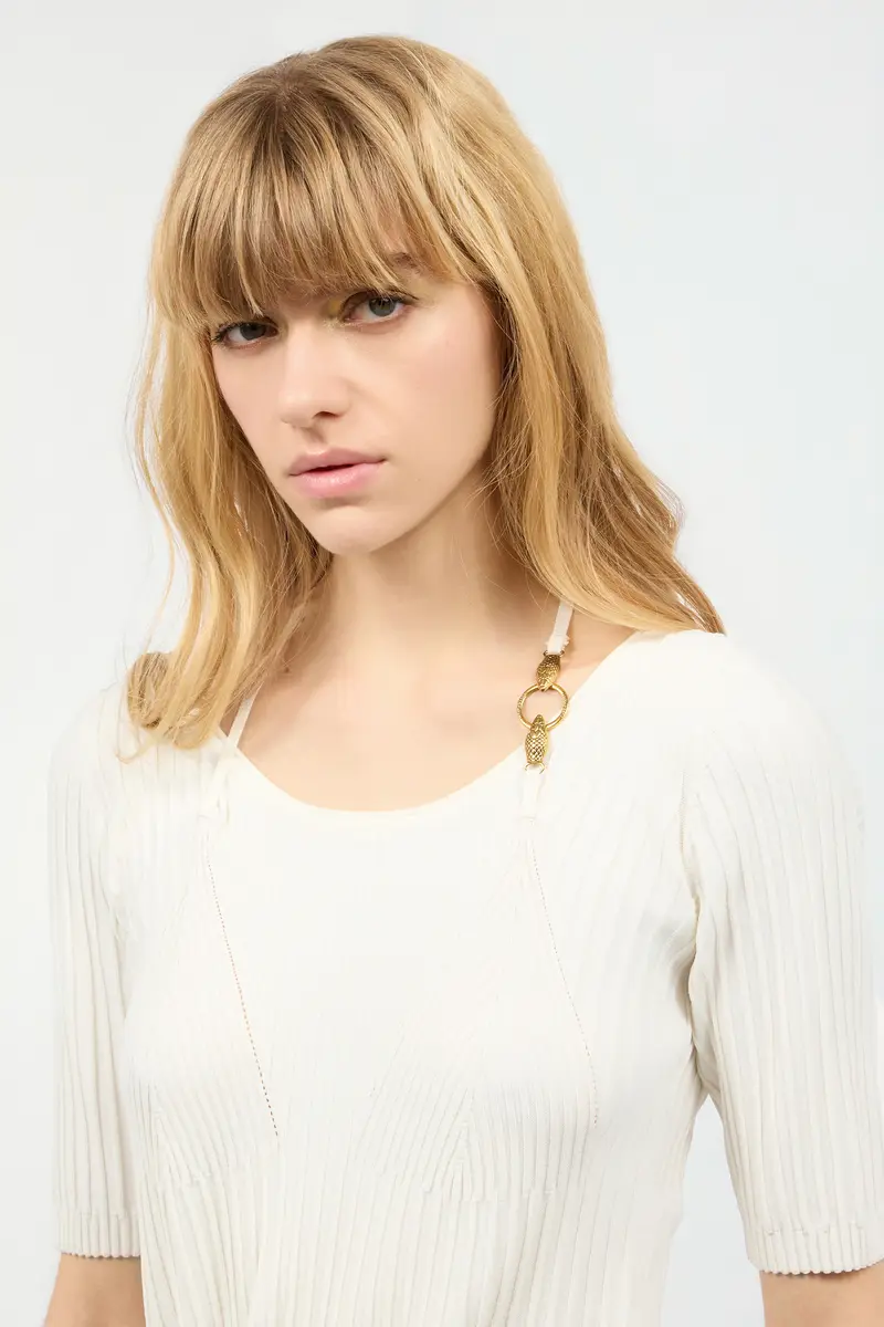 Roberto Cavalli Three-Quarter-Sleeve Crop Top | Thumbnail 4 Roberto Cavalli Three-Quarter-Sleeve Crop Top | Thumbnail 4