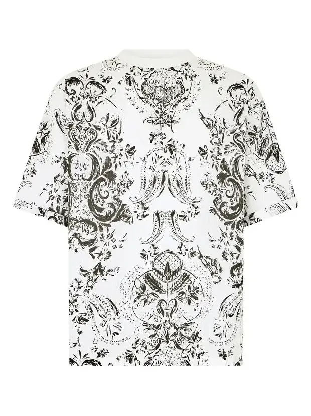 White T-shirt with Ornamental Design