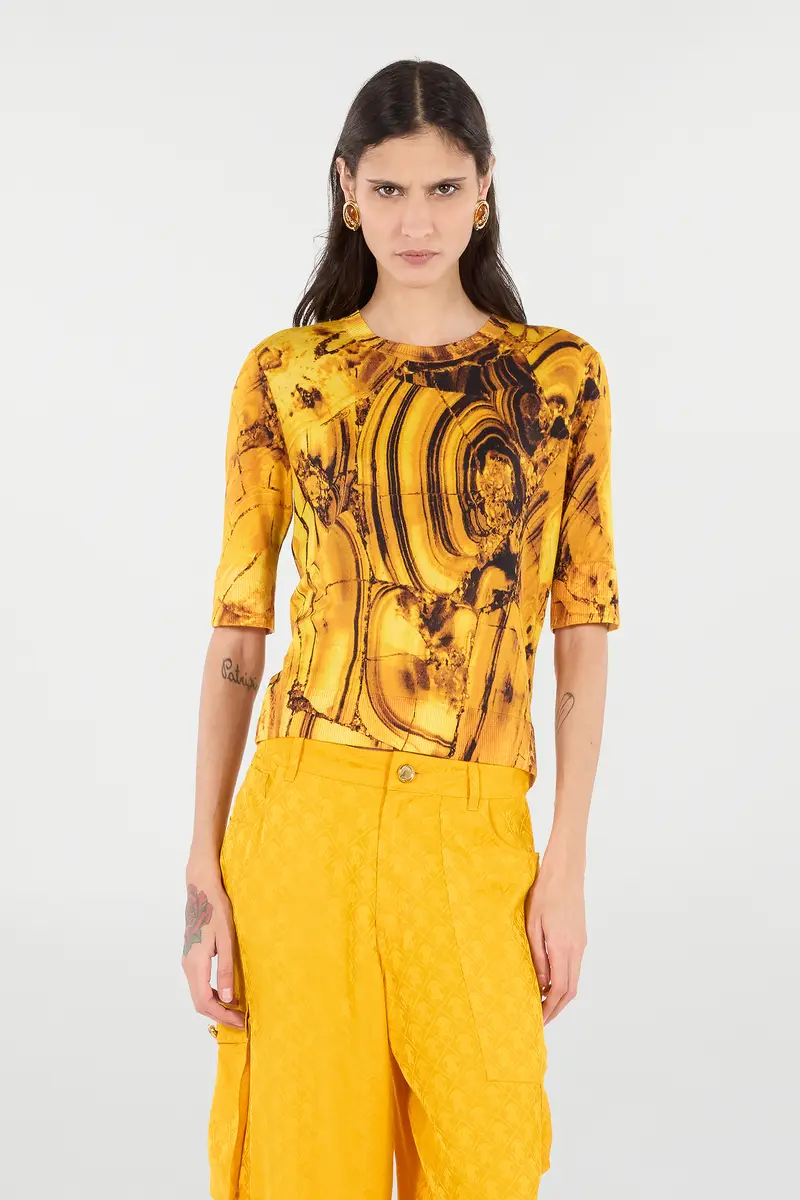 Roberto Cavalli Silk And Wool Sweater With Tigereye Print | Thumbnail 2 Roberto Cavalli Silk And Wool Sweater With Tigereye Print | Thumbnail 2