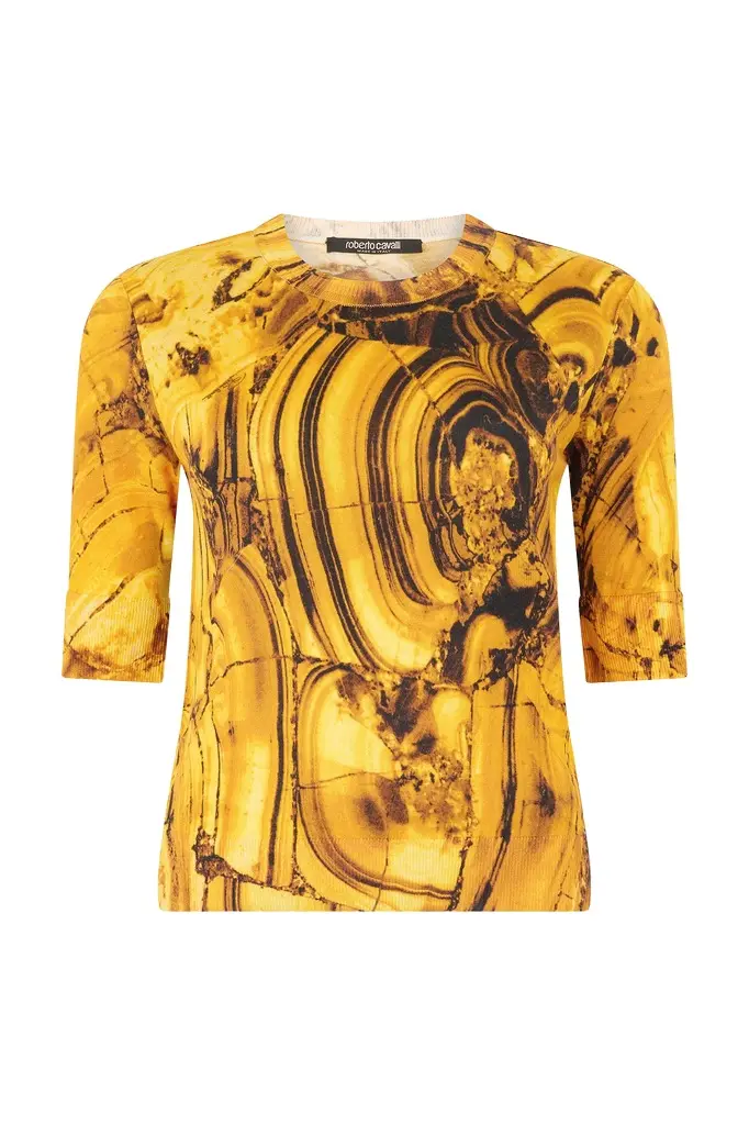 Silk And Wool Sweater With Tigereye Print Silk And Wool Sweater With Tigereye Print