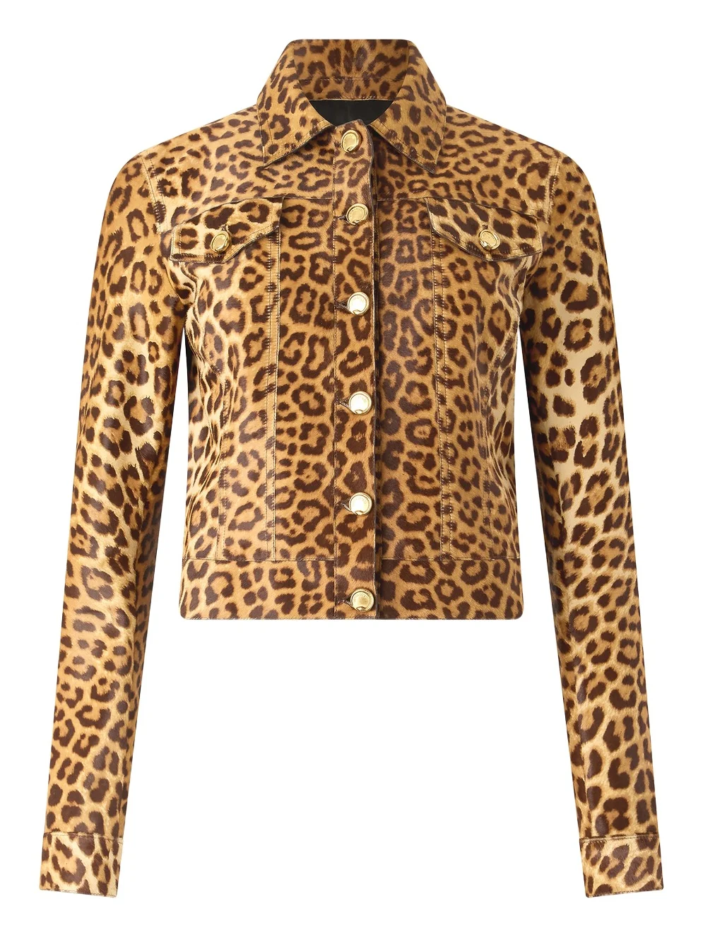 Roberto Cavalli Leather Jacket With Leopard Skin Print
