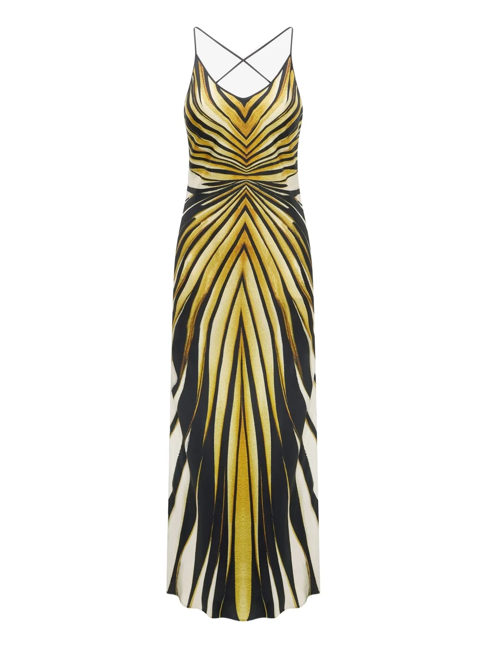 Ray Of Gold Print Silk Maxi Dress