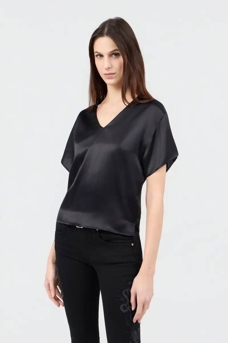 Roberto Cavalli Black Silk Top With Cut-Outs | Thumbnail 2 Roberto Cavalli Black Silk Top With Cut-Outs | Thumbnail 2
