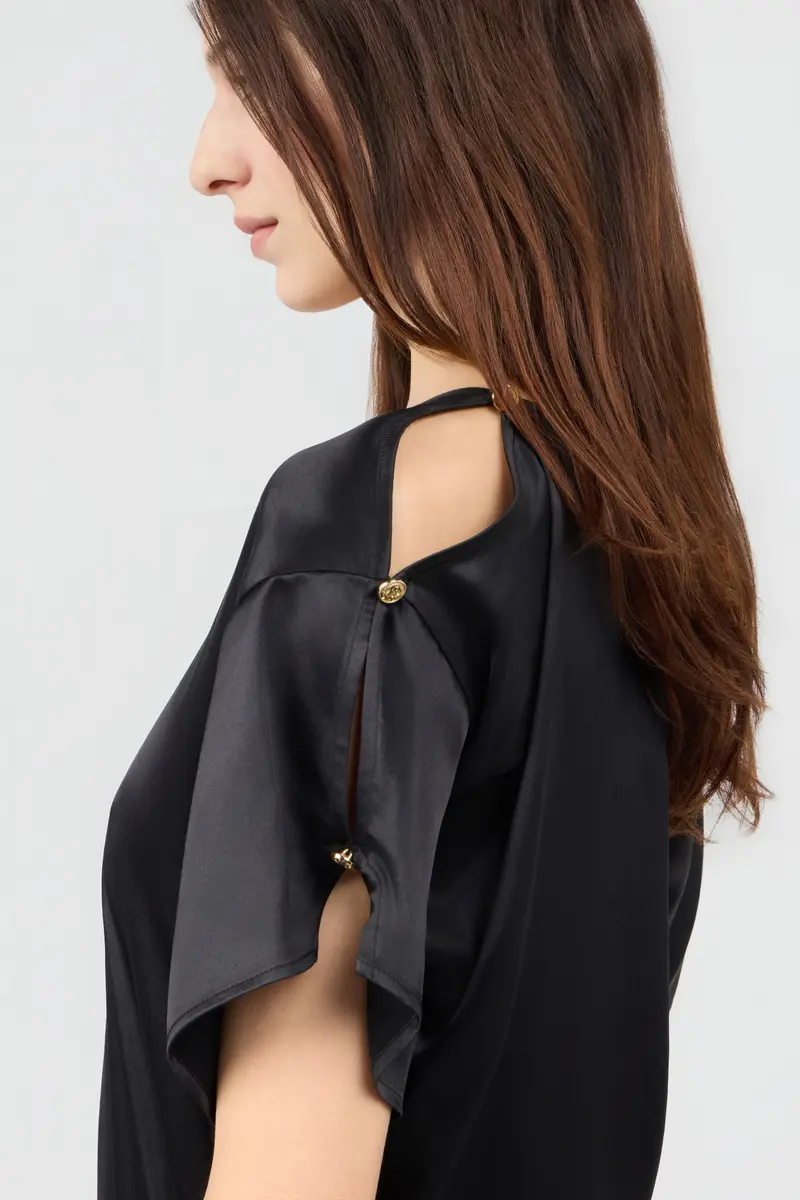 Roberto Cavalli Black Silk Top With Cut-Outs | Thumbnail 5 Roberto Cavalli Black Silk Top With Cut-Outs | Thumbnail 5