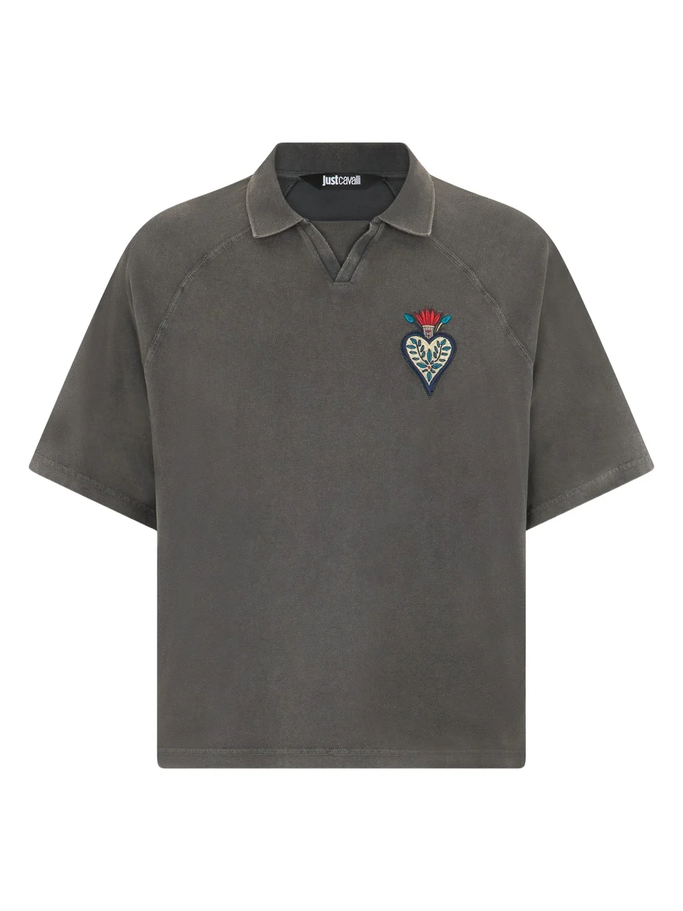 Grey Polo Shirt With Embroidered Detail Grey Polo Shirt With Embroidered Detail