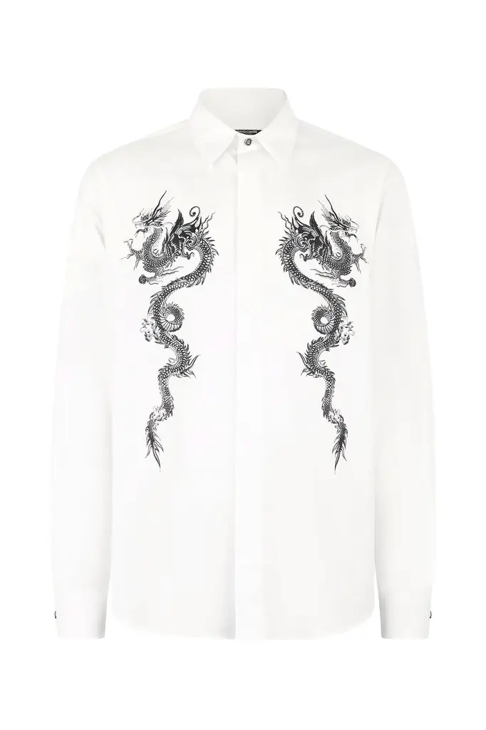 Roberto Cavalli Cotton Shirt With Dragons
