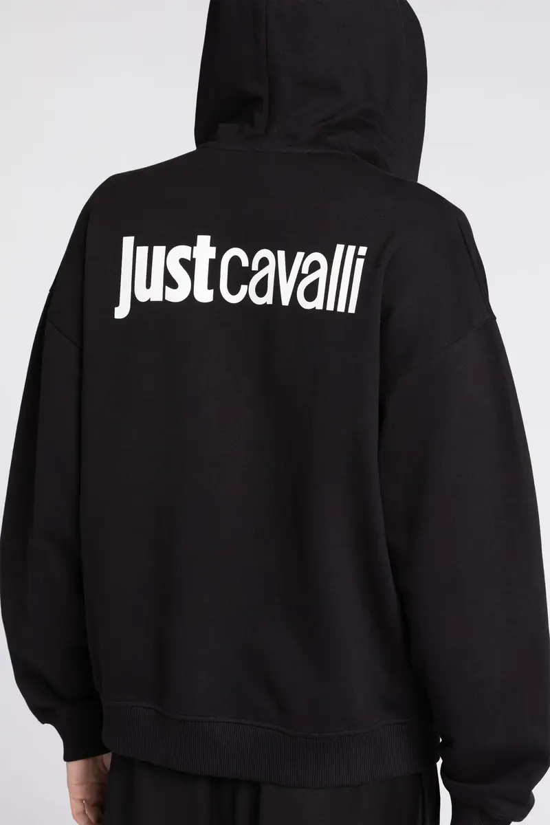 Roberto Cavalli Just Cavalli Logo-Print Zip Cotton Hoodie | Thumbnail 4 Roberto Cavalli Just Cavalli Logo-Print Zip Cotton Hoodie | Thumbnail 4