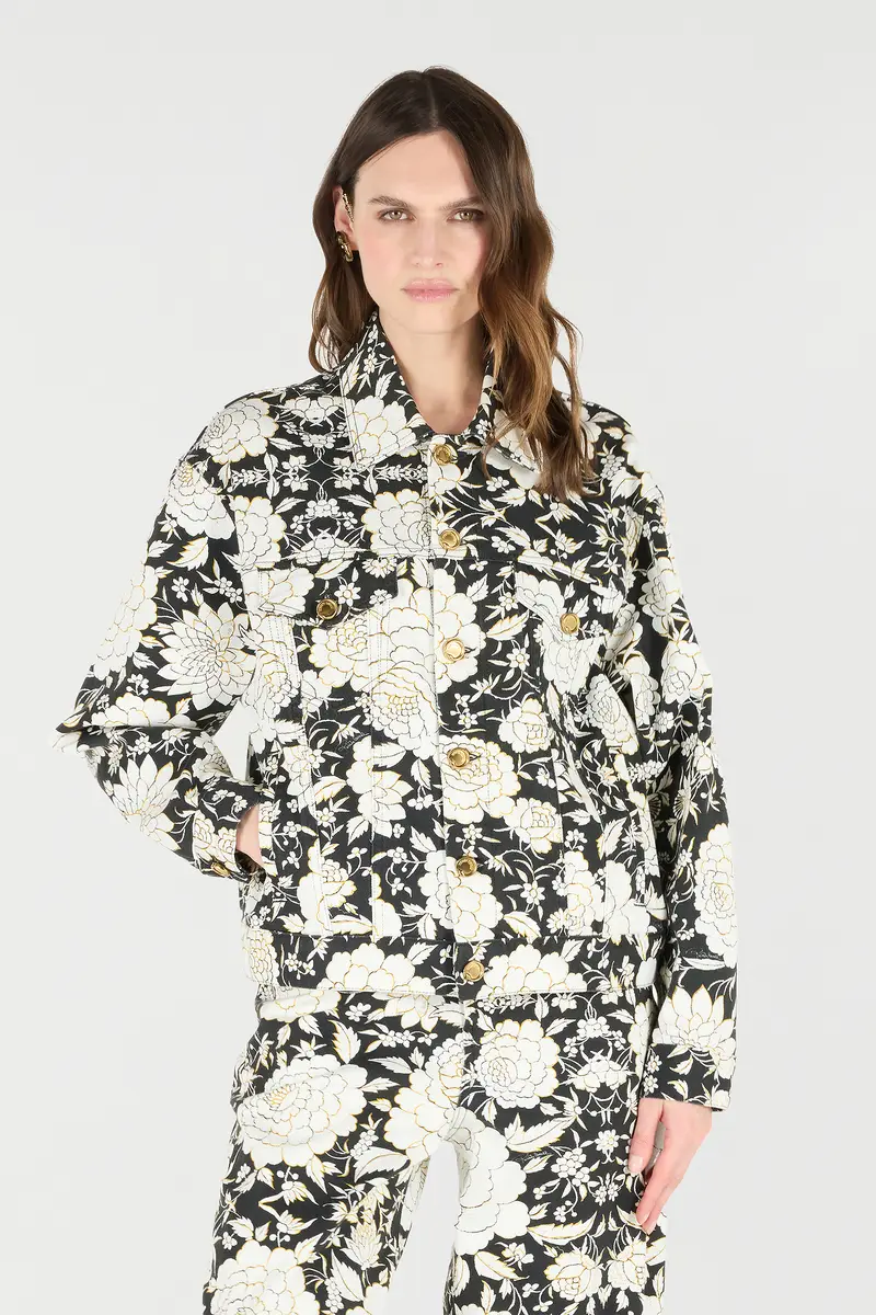 Roberto Cavalli Denim Jacket With Flowers | Thumbnail 2 Roberto Cavalli Denim Jacket With Flowers | Thumbnail 2