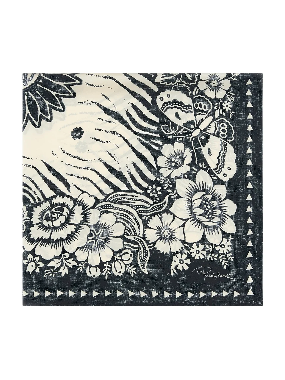 Roberto Cavalli Scarf with Zebra Pattern and Mirror Snake Monogram