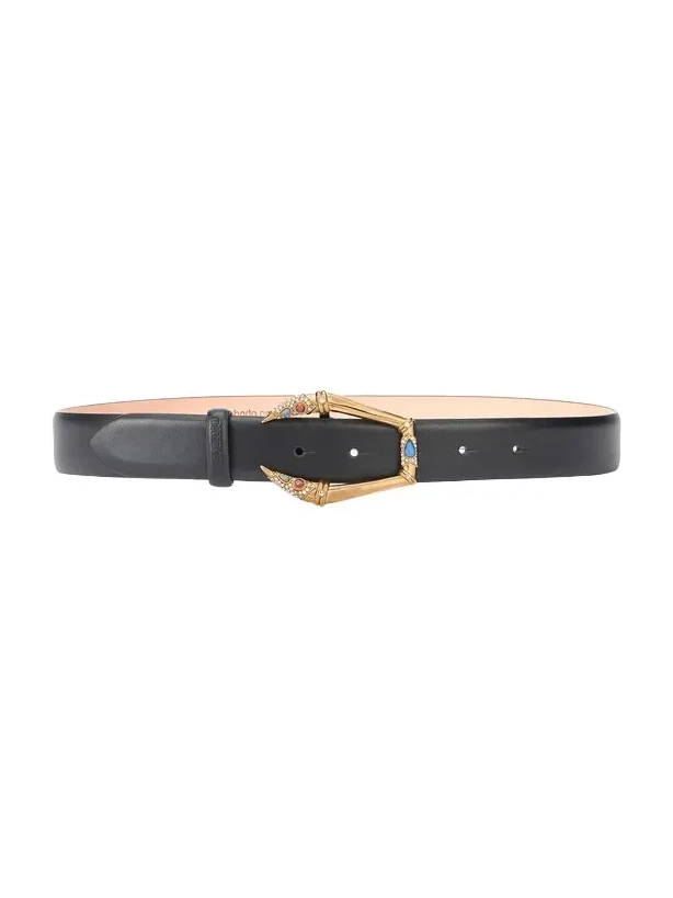 Roberto Cavalli Black belt with jeweled buckle