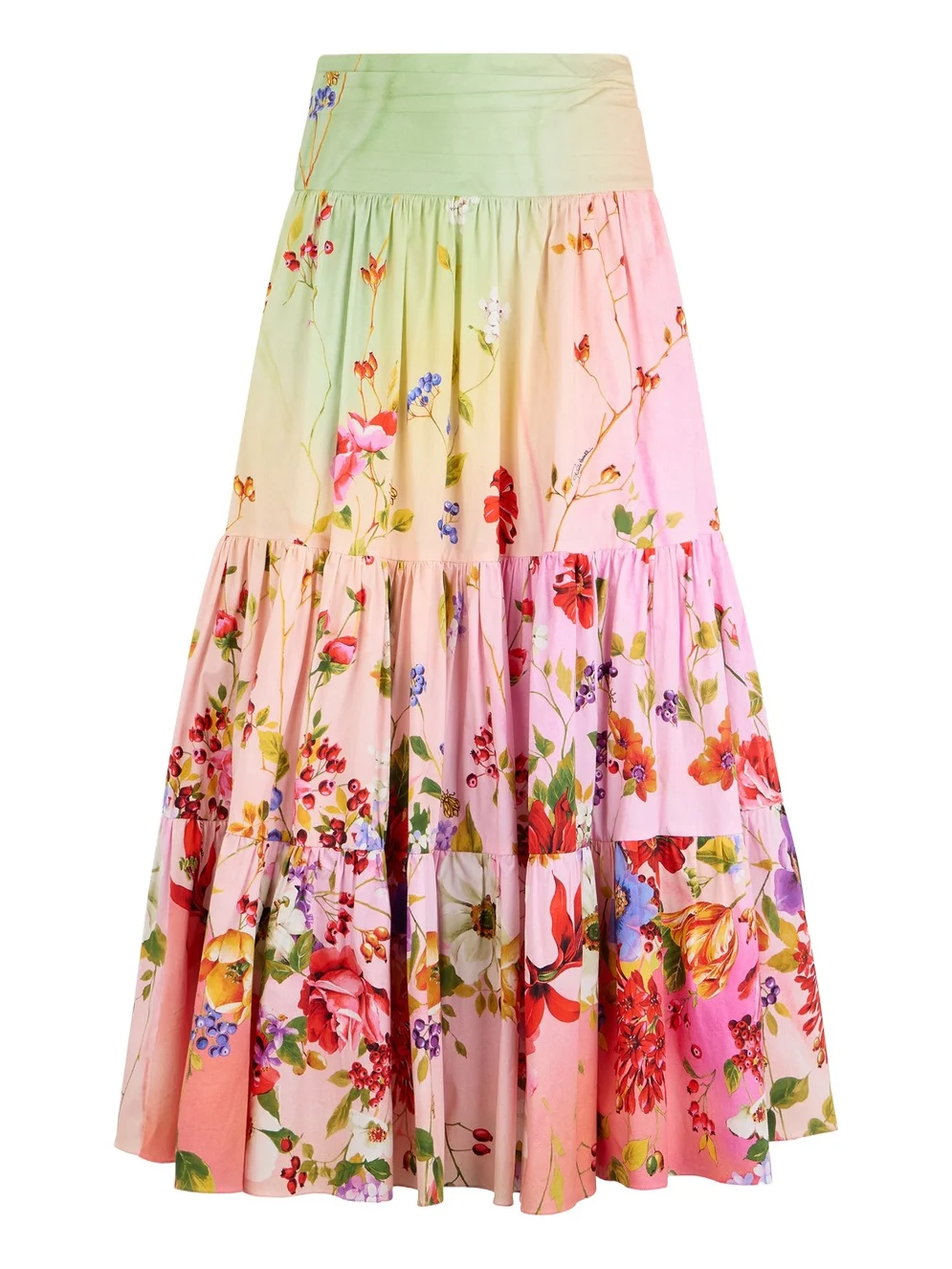 Midi Skirt with Miami Flowers Print